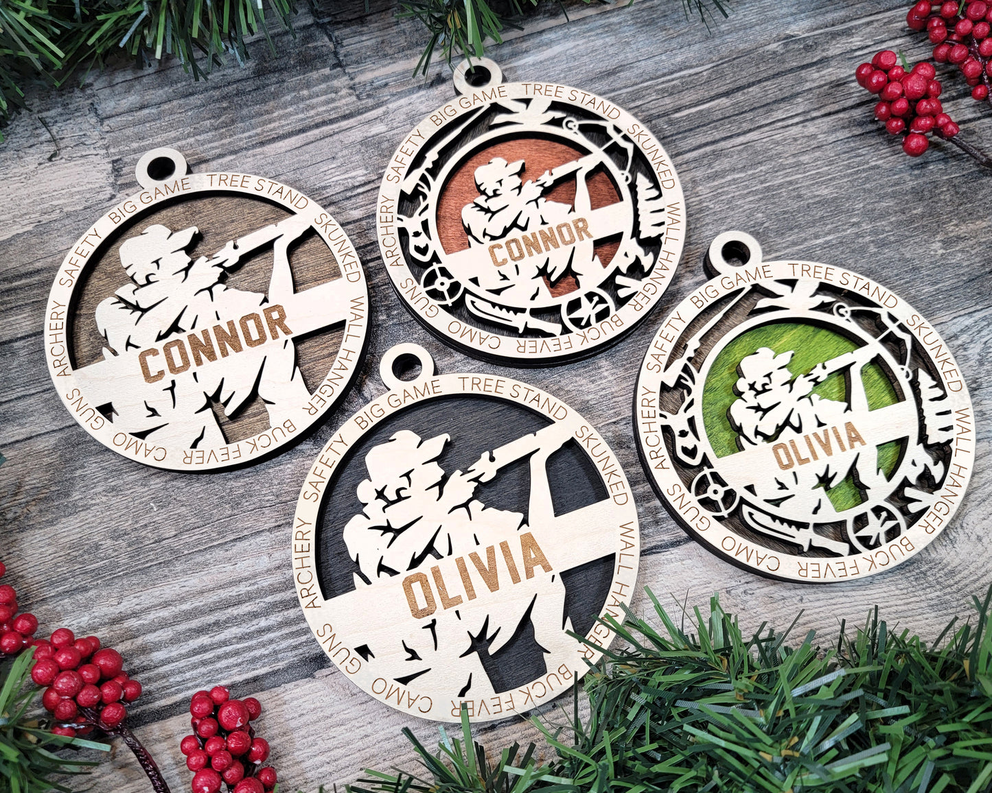 Male Hunting laser cut wood ornament