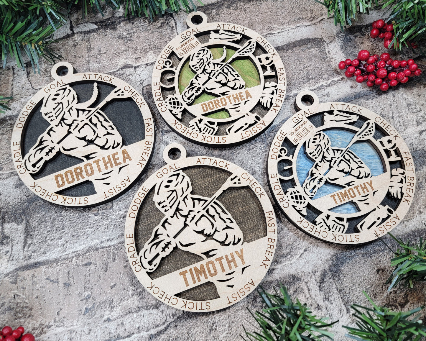 Female Lacrosse laser cut wood ornament