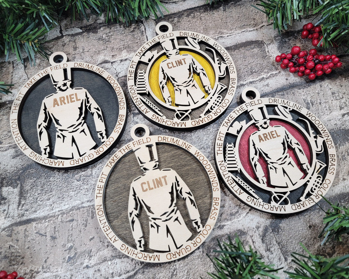 Female Marching Band laser cut personalized wood ornament