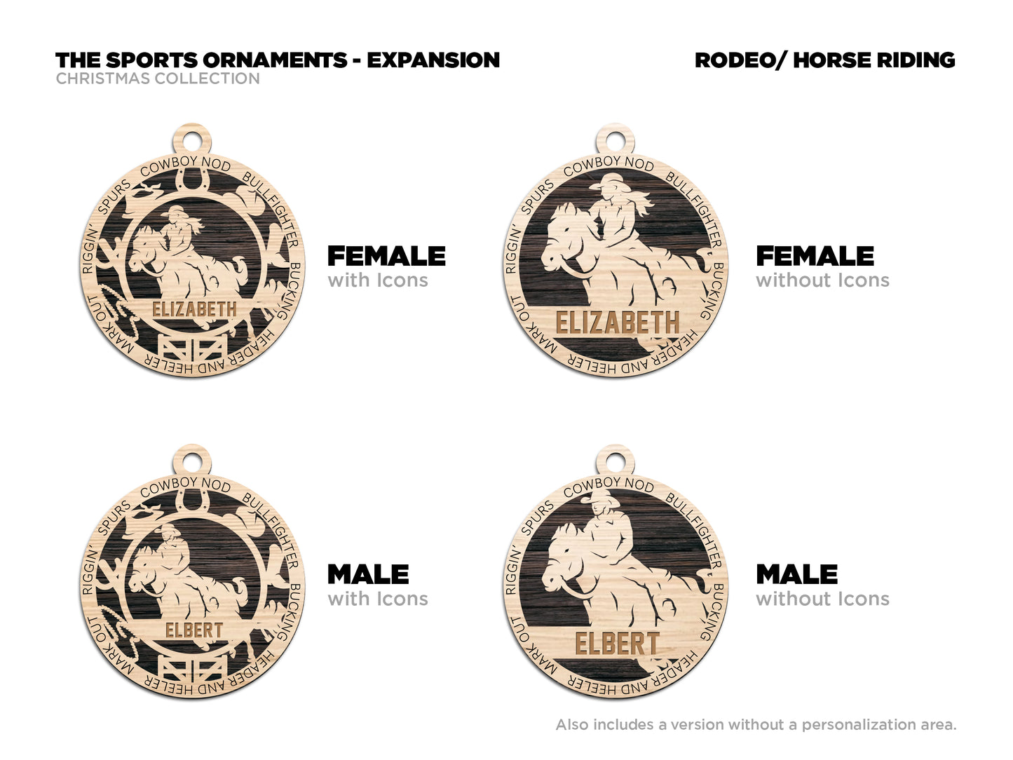 Female Rodeo laser cut wood ornament