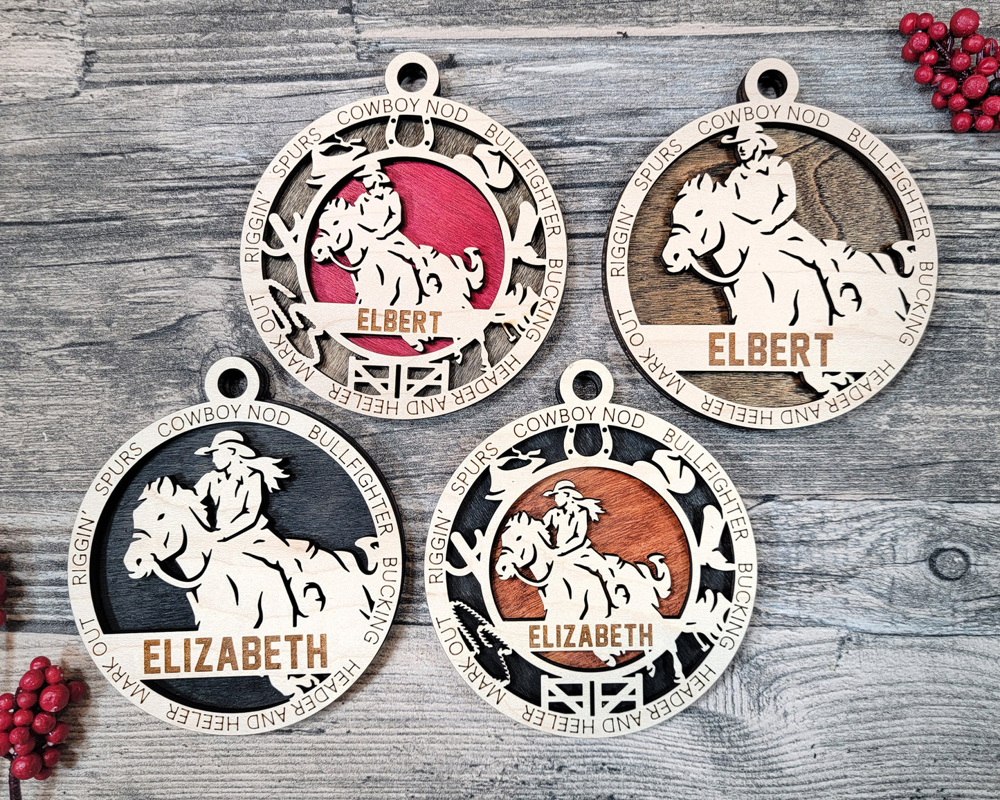 Female Rodeo laser cut wood ornament