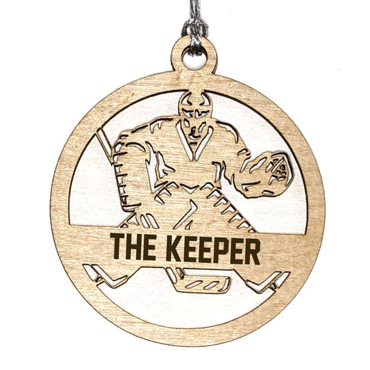 Hockey Goalie laser cut personalized wood ornament