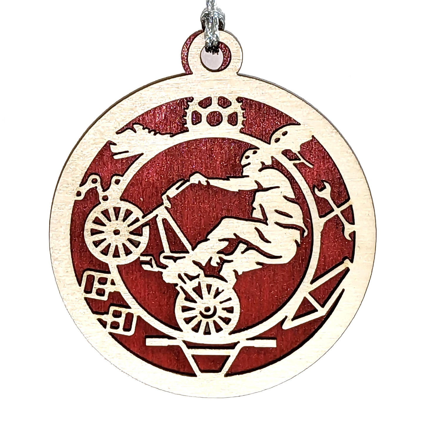 Male BMX laser cut wood ornament