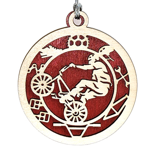 Male BMX laser cut wood ornament
