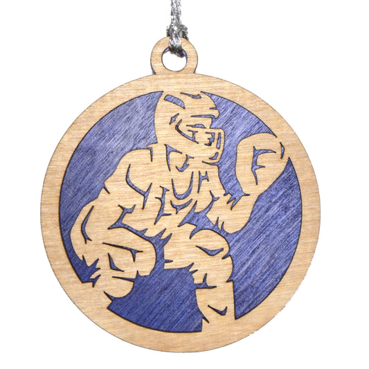 Male baseball/softball catcher laser cut wood ornament