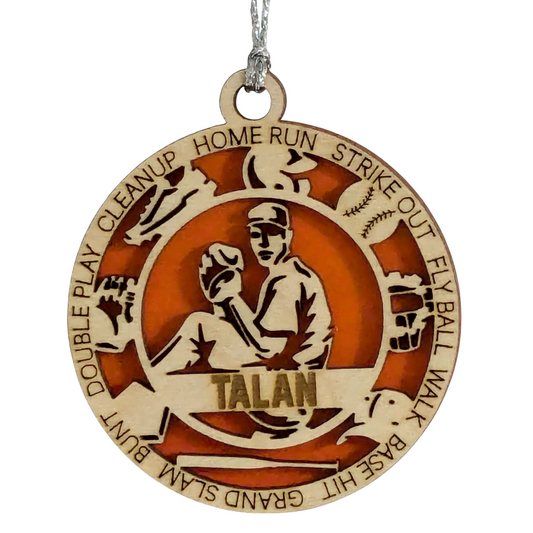 Handcrafted 3" Laser Cut Wooden Baseball Pitcher Christmas Ornament - Personalized Male Right-Handed Pitcher - Unique Sports Holiday Decor and Keepsake
