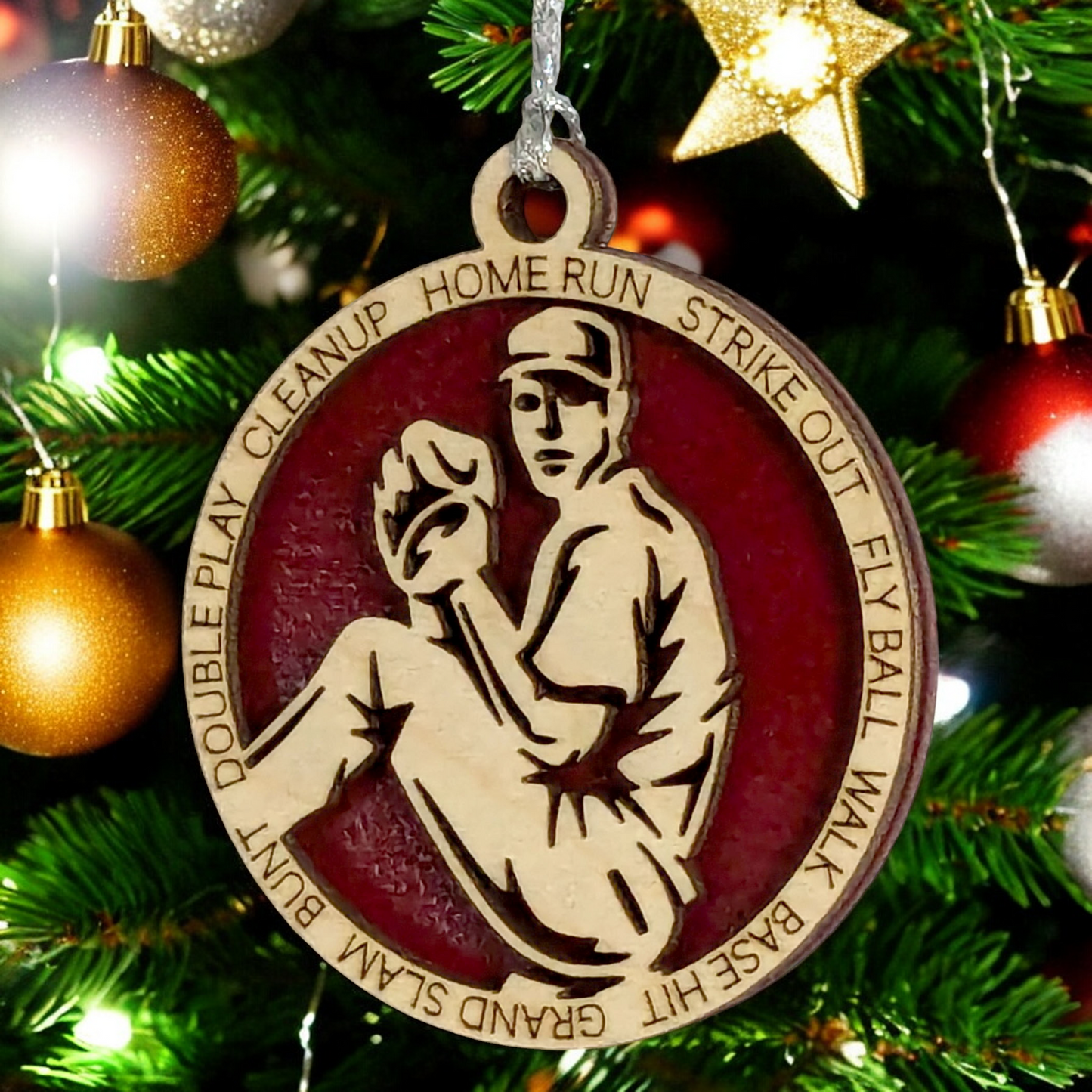 Handcrafted 3" Laser Cut Wooden Baseball Pitcher Christmas Ornament - Personalized Male Right-Handed Pitcher - Unique Sports Holiday Decor and Keepsake