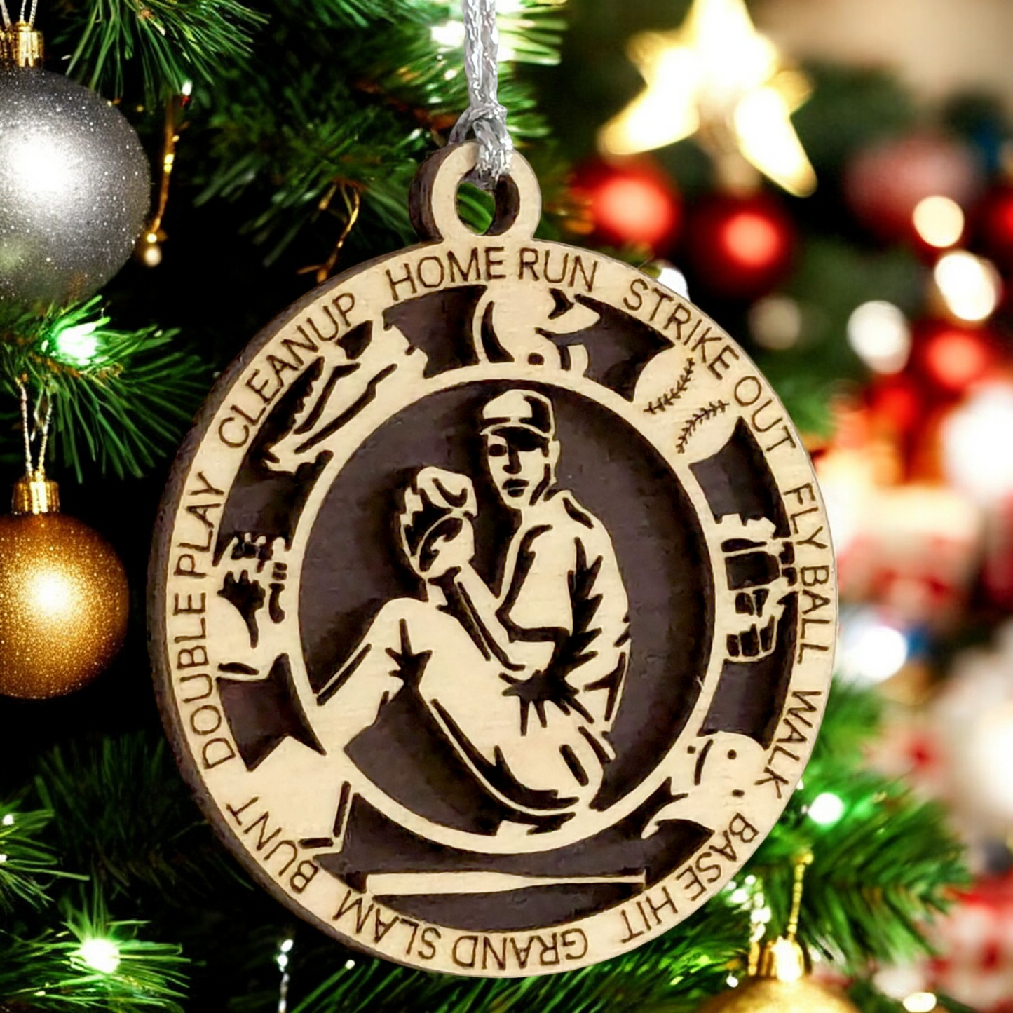 Handcrafted 3" Laser Cut Wooden Baseball Pitcher Christmas Ornament - Personalized Male Right-Handed Pitcher - Unique Sports Holiday Decor and Keepsake