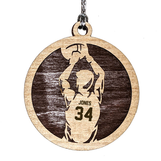Male Basketball laser cut personalized wood ornament