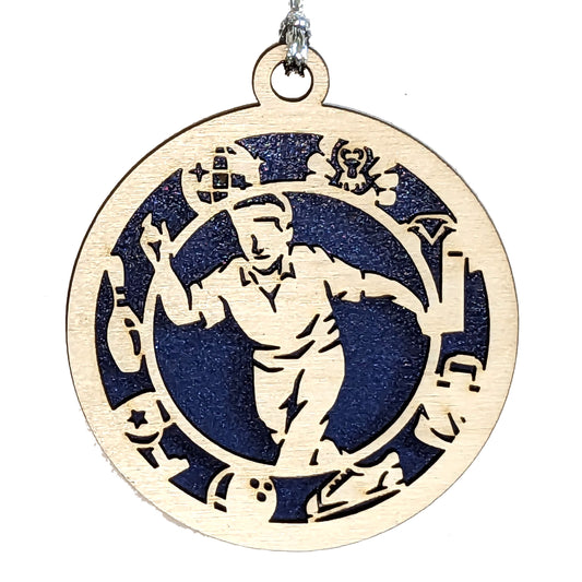Male Bowling laser cut wood ornament