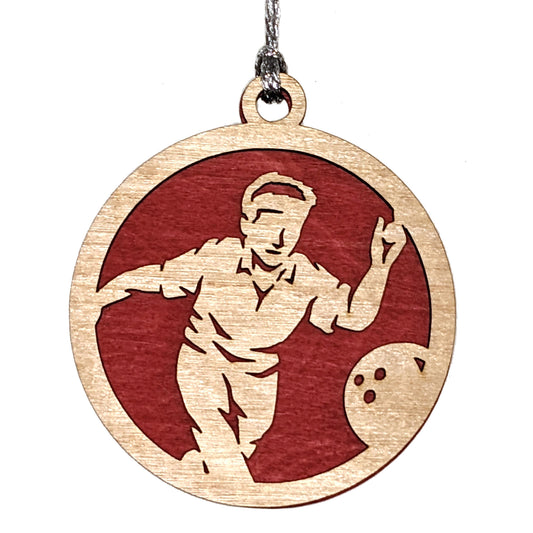 Male Bowling laser cut wood ornament