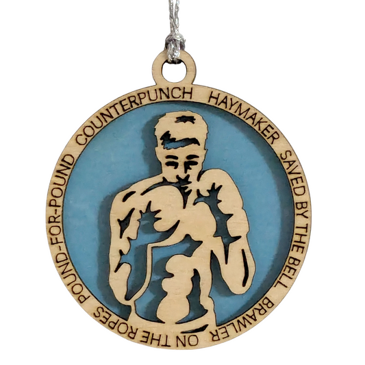 3" Personalized Male Boxing Christmas Ornament - Handcrafted Laser Cut Wooden Keepsake for Boxing Enthusiasts - Unique Holiday Tree Decoration