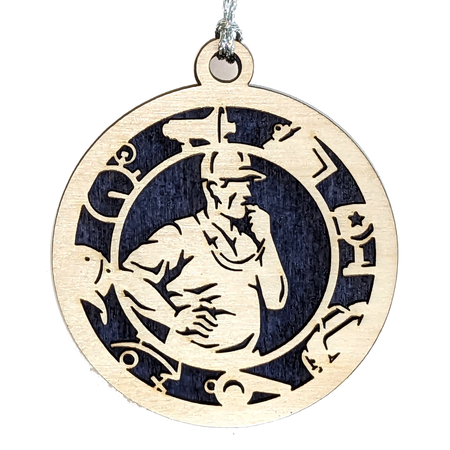 Male Coach laser cut wood ornament