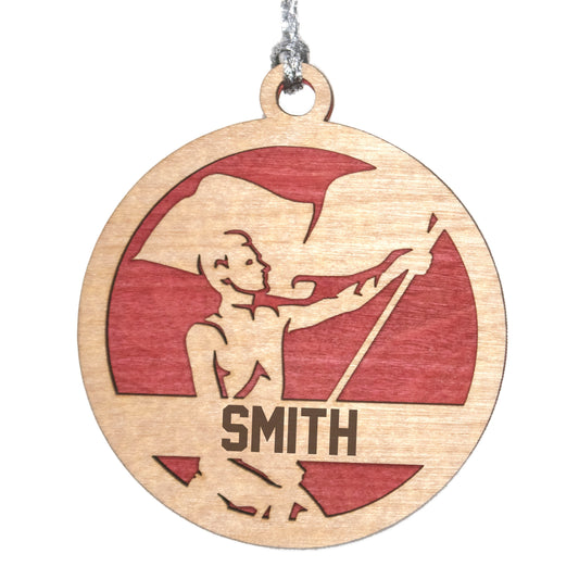 Male Colorguard laser cut personalized wood ornament