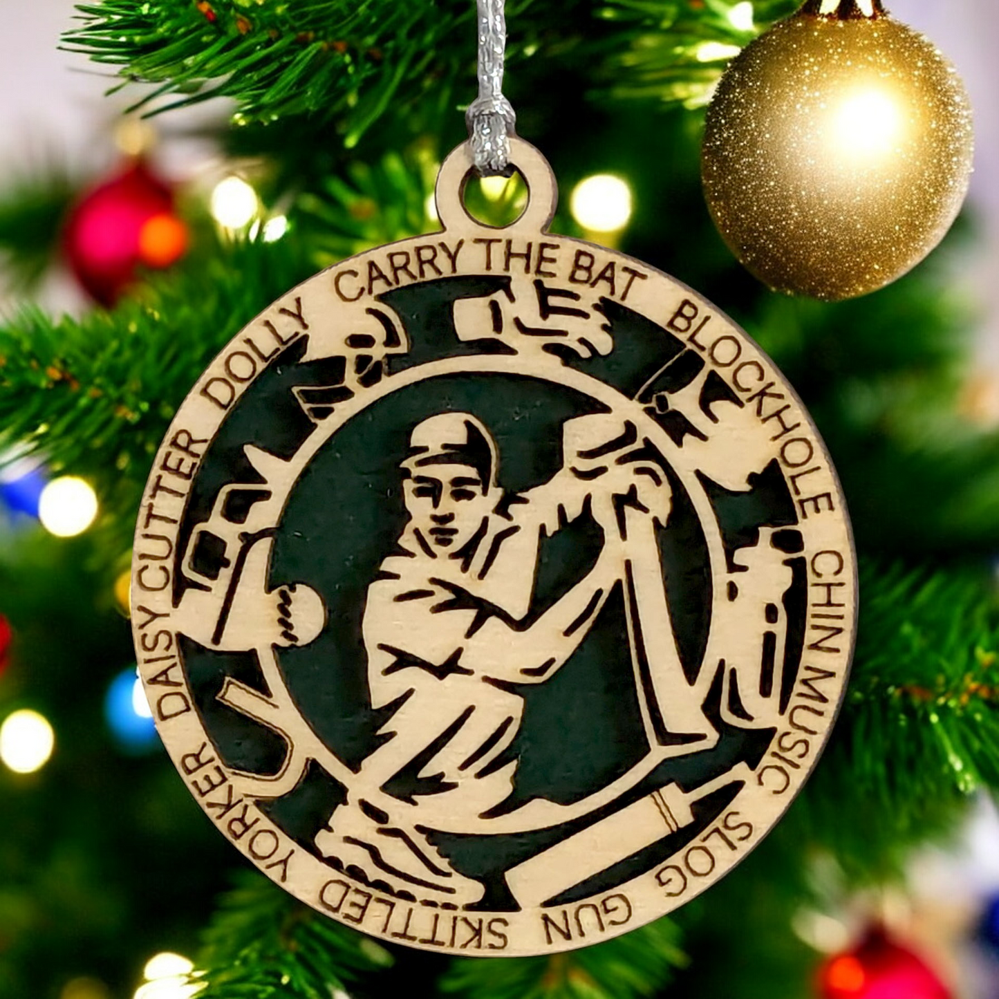 3-Inch Personalized Handcrafted Wooden Male Cricket Christmas Ornament - Unique Cricket Sports Themed Gift for Cricket Enthusiasts - Customizable Keepsake Holiday Decoration - Cricket Lover's Ornament