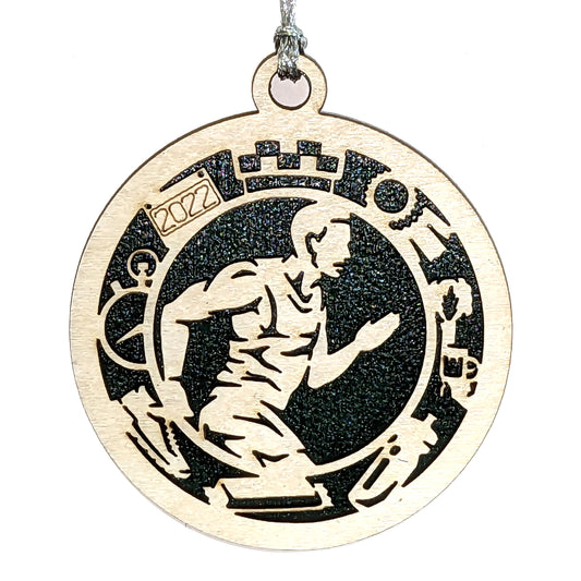 Male Cross Country Runner laser cut wood ornament