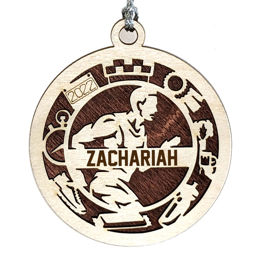 Male Cross Country Runner laser cut personalized wood ornament