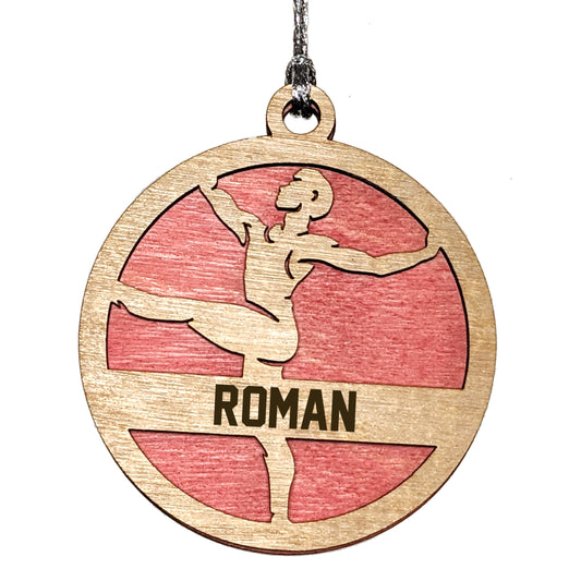 Male Ballet Dancer laser cut personalized wood ornament