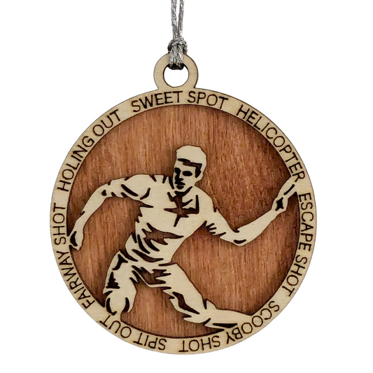 3" Handcrafted Wooden Personalized Left-Handed Male Disc Golf Christmas Ornament - Custom Disc Golfer Holiday Decor
