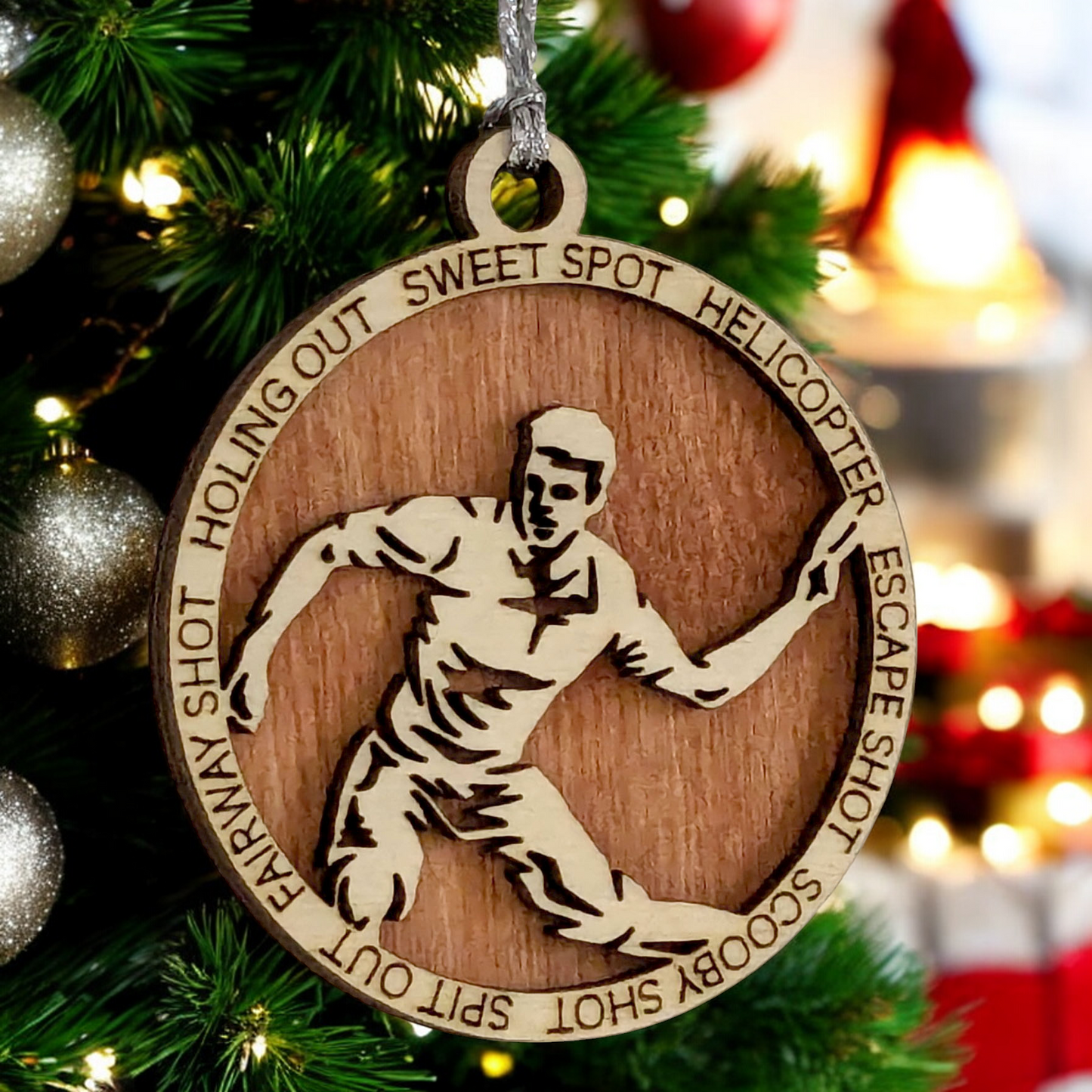 3" Handcrafted Wooden Personalized Left-Handed Male Disc Golf Christmas Ornament - Custom Disc Golfer Holiday Decor