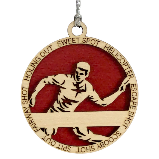 3" Handcrafted Wooden Personalized Left-Handed Male Disc Golf Christmas Ornament - Custom Disc Golfer Holiday Decor