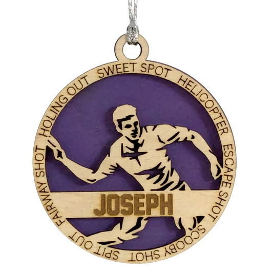 Handcrafted 3" Personalized Right Handed Male Disc Golf Christmas Ornament - Laser Cut Wooden Decor - Customizable Keepsake for Disc Golf Enthusiasts - Unique Holiday Gift