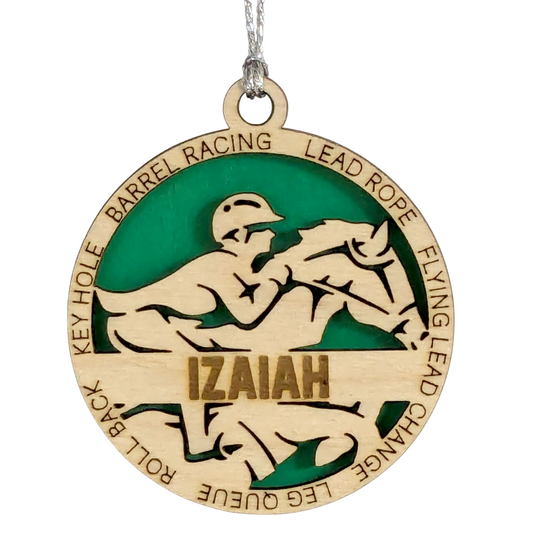 3" Handcrafted Wooden Personalized Male Equestrian Christmas Ornament - Custom Horse Rider Holiday Decor