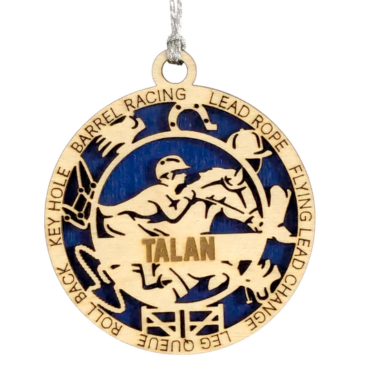 3" Handcrafted Wooden Personalized Male Equestrian Christmas Ornament - Custom Horse Rider Holiday Decor