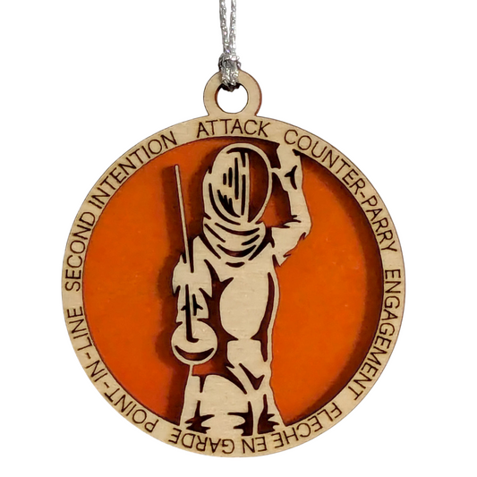 3-Inch Laser Cut Handcrafted Wooden Personalized Male Fencing Christmas Ornament - Customizable Keepsake for Fencing Enthusiasts - Unique Holiday Tree Decoration and Gift for Men and Sports Lovers