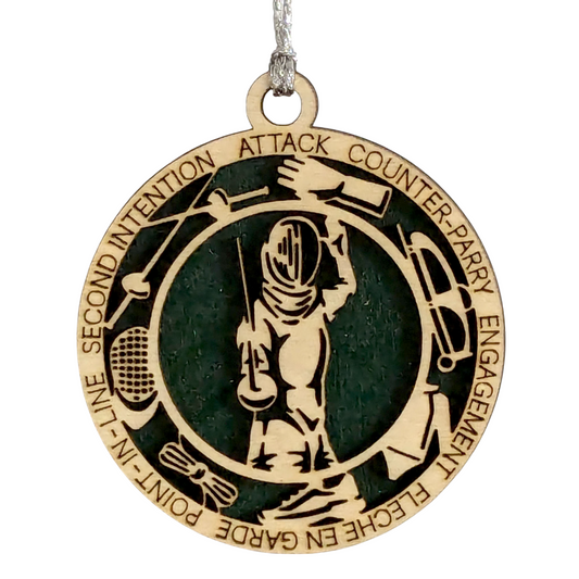 3-Inch Laser Cut Handcrafted Wooden Personalized Male Fencing Christmas Ornament - Customizable Keepsake for Fencing Enthusiasts - Unique Holiday Tree Decoration and Gift for Men and Sports Lovers