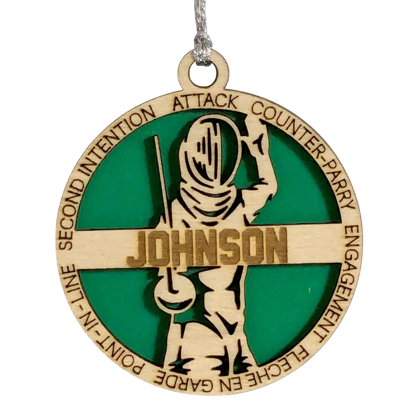 3-Inch Laser Cut Handcrafted Wooden Personalized Male Fencing Christmas Ornament - Customizable Keepsake for Fencing Enthusiasts - Unique Holiday Tree Decoration and Gift for Men and Sports Lovers