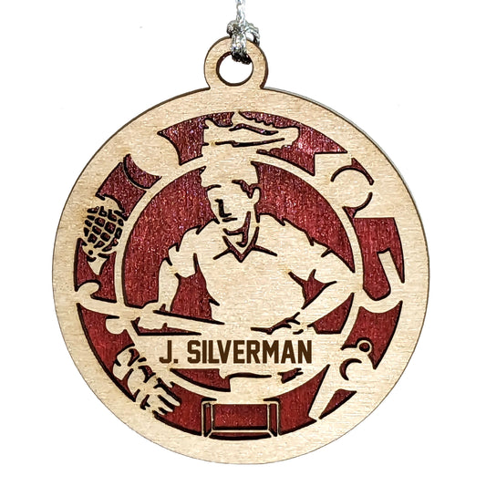 Male Field Hockey laser cut personalized wood ornament
