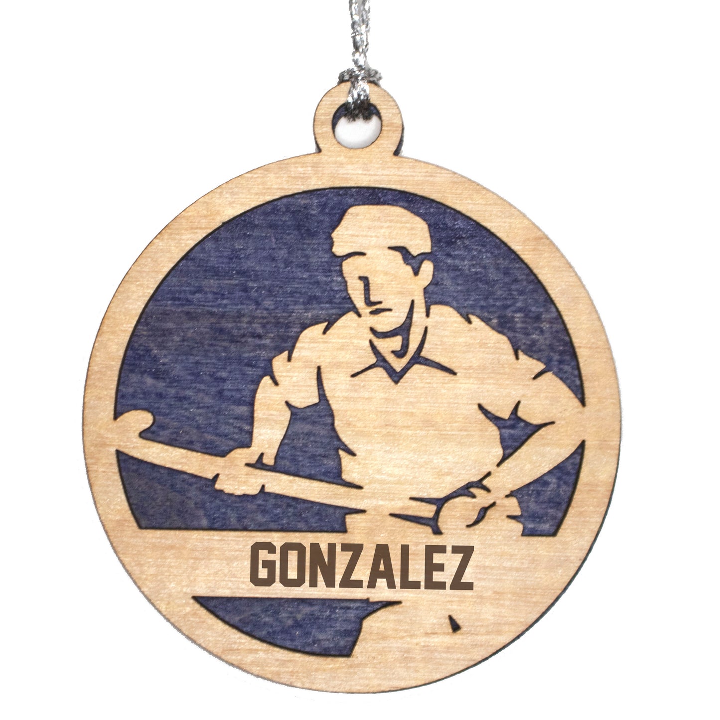 Male Field Hockey laser cut personalized wood ornament