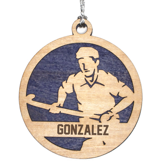 Male Field Hockey laser cut personalized wood ornament