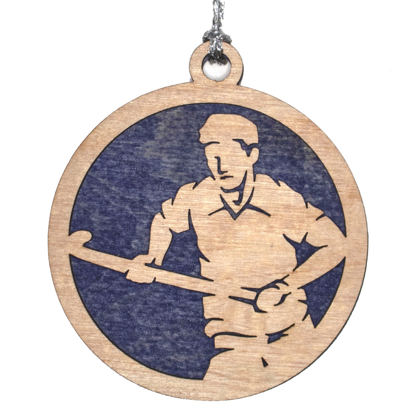 Male Field Hockey laser cut wood ornament