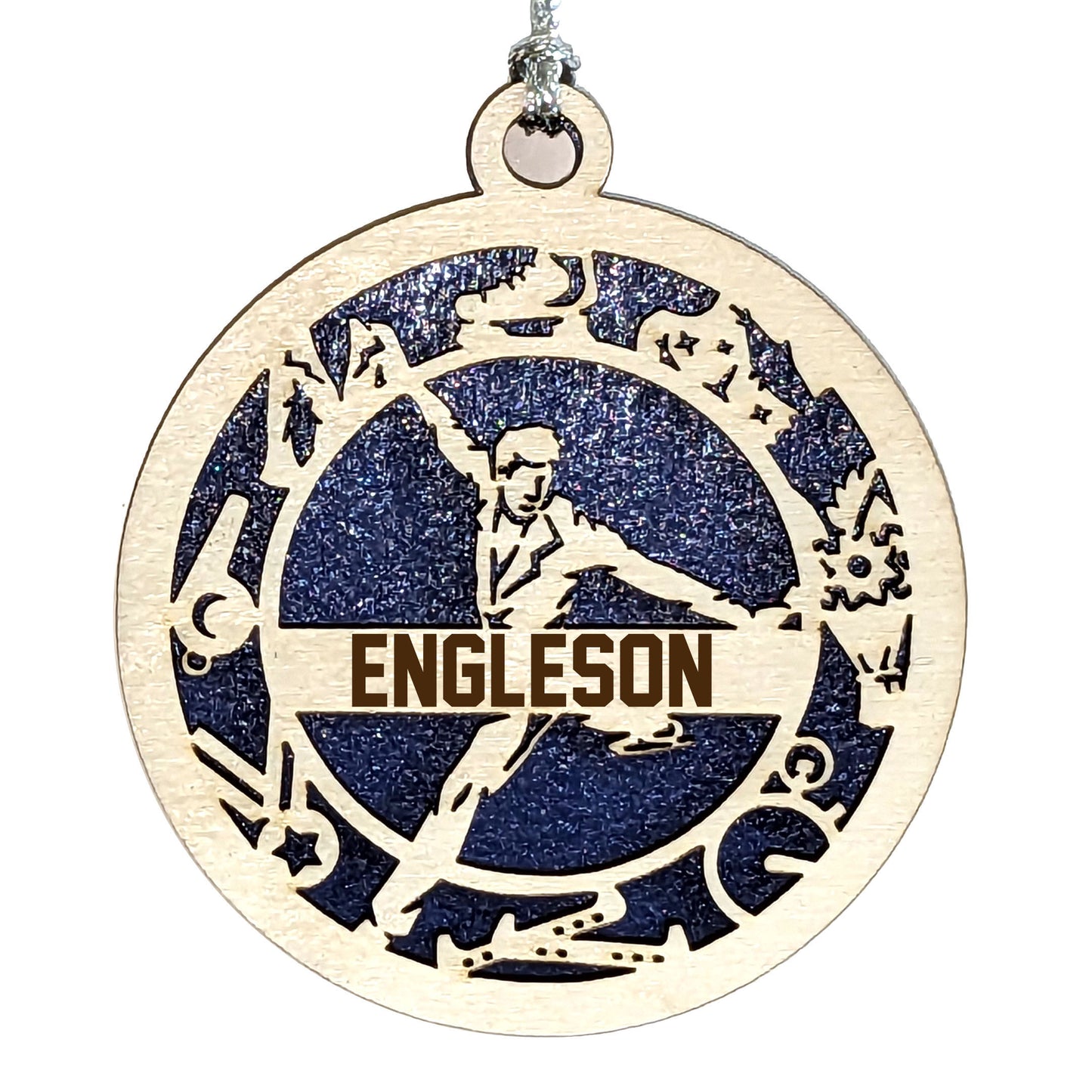 Male Figure Skating laser cut personalized wood ornament