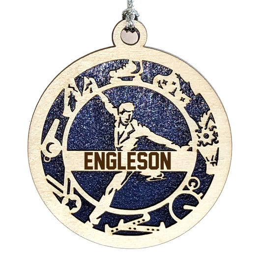 Male Figure Skating laser cut personalized wood ornament