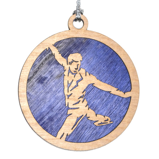 Male Figure Skating laser cut wood ornament