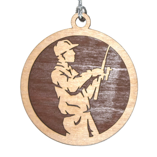 Male Fishing laser cut wood ornament