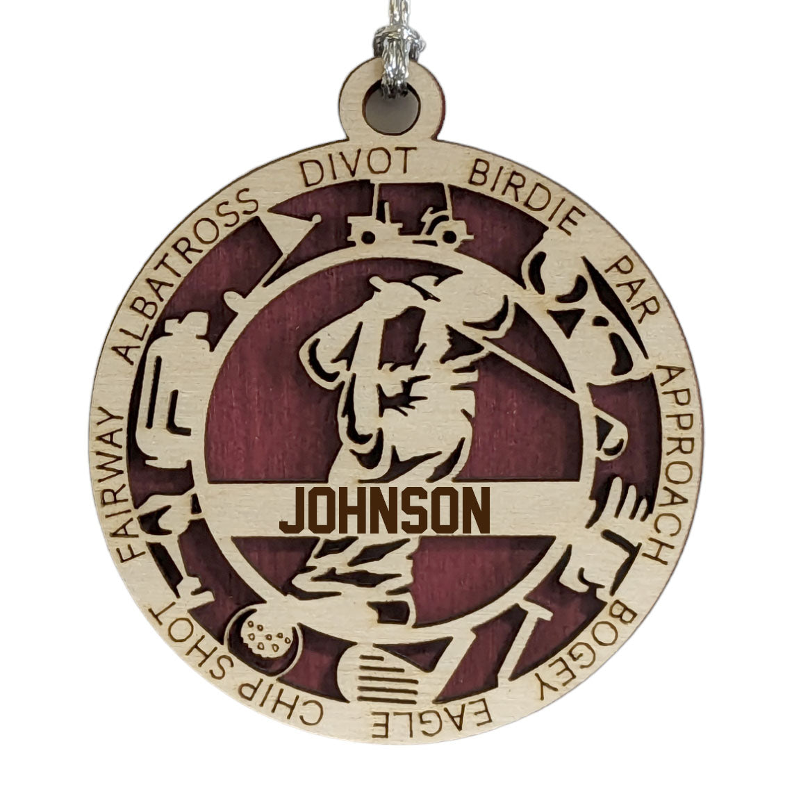 Male Golf laser cut personalized wood ornament