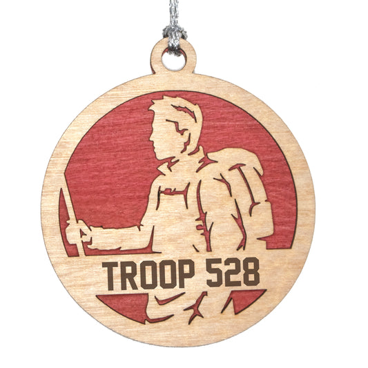 Male Hiking laser cut personalized wood ornament
