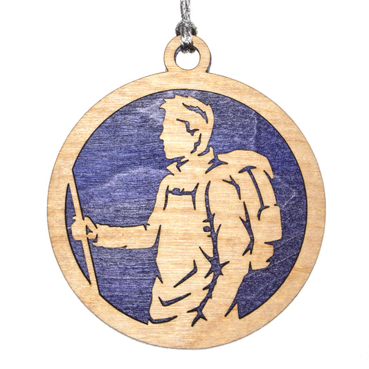 Male Hiking laser cut wood ornament