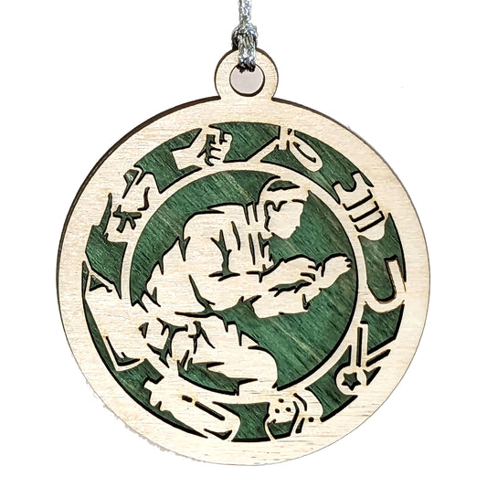 Male Jiu Jitsu laser cut wood ornament