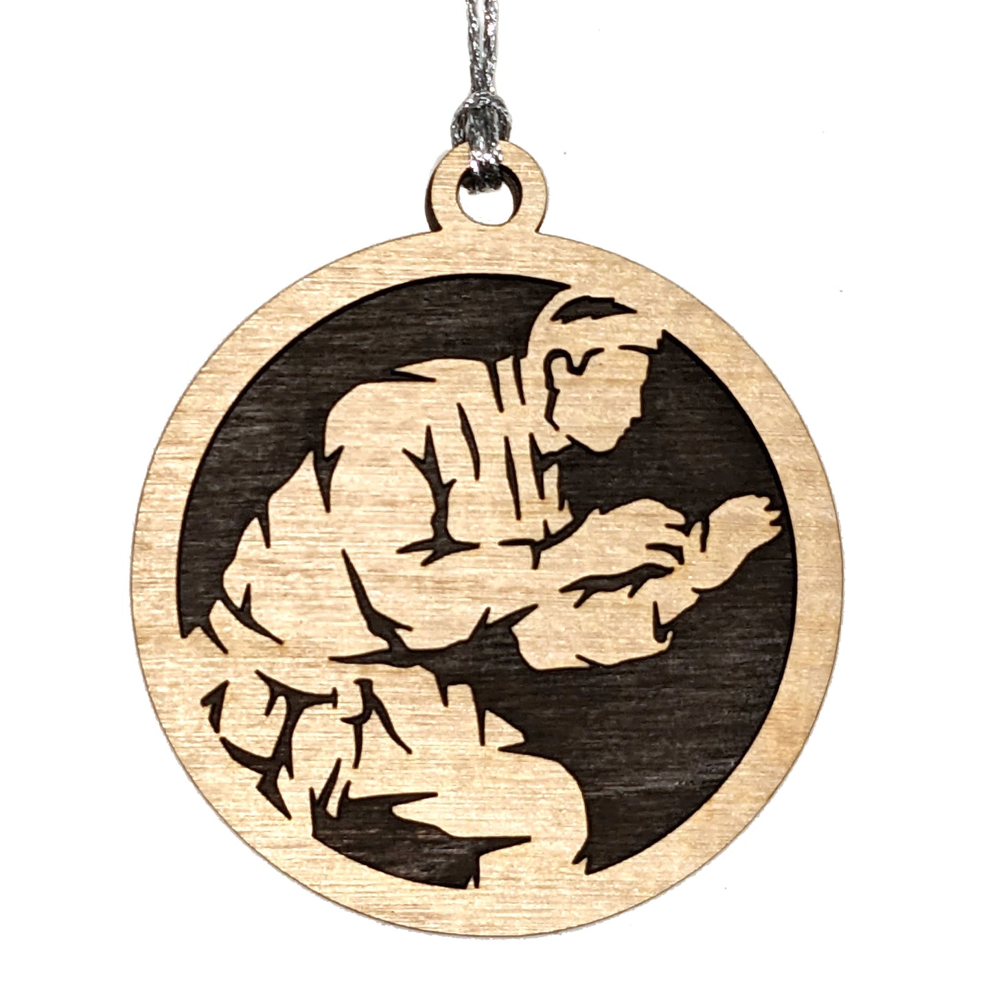 Male Jiu Jitsu laser cut wood ornament