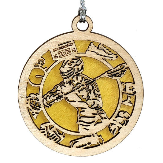 Male Lacrosse laser cut wood ornament