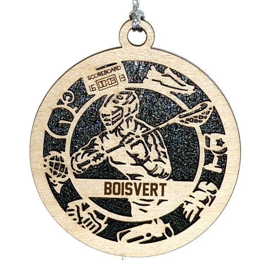 Male Lacrosse laser cut personalized wood ornament