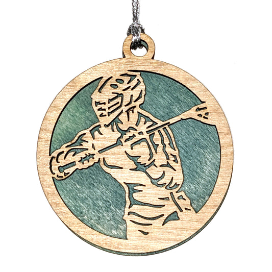 Male Lacrosse laser cut wood ornament