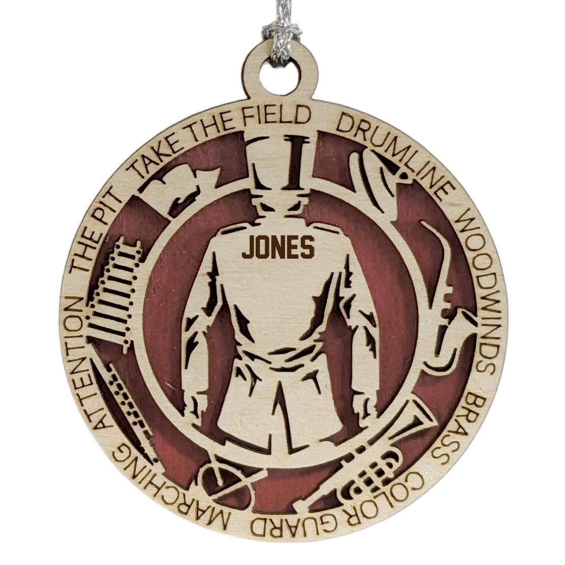Male Marching Band laser cut personalized wood ornament