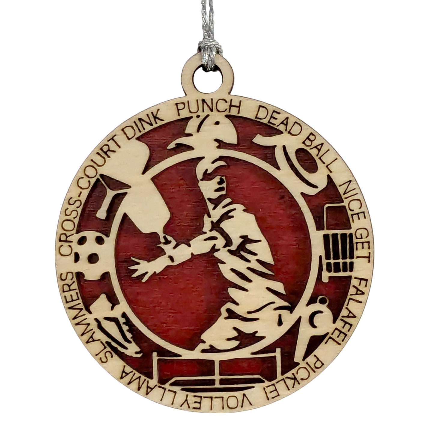 3" Handcrafted Wooden Personalized Male Pickleball Christmas Ornament - Custom Racket Sports Holiday Decor