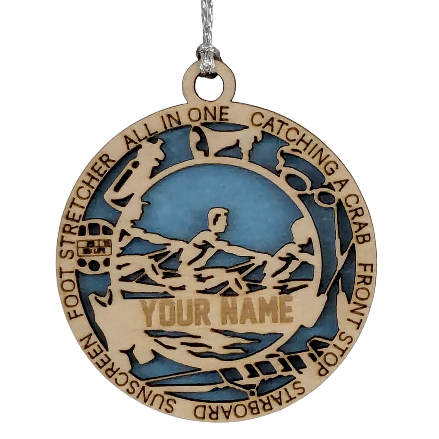 3" Handcrafted Wooden Personalized Male Team Rowing Christmas Ornament - Custom Crew Holiday Decor